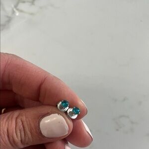 Elegant Silver and Blue Stud Earrings
